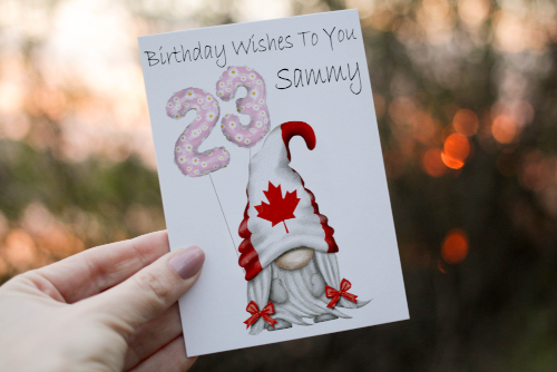 Canada Gnome Age Birthday Card, Card for 23rd Birthday